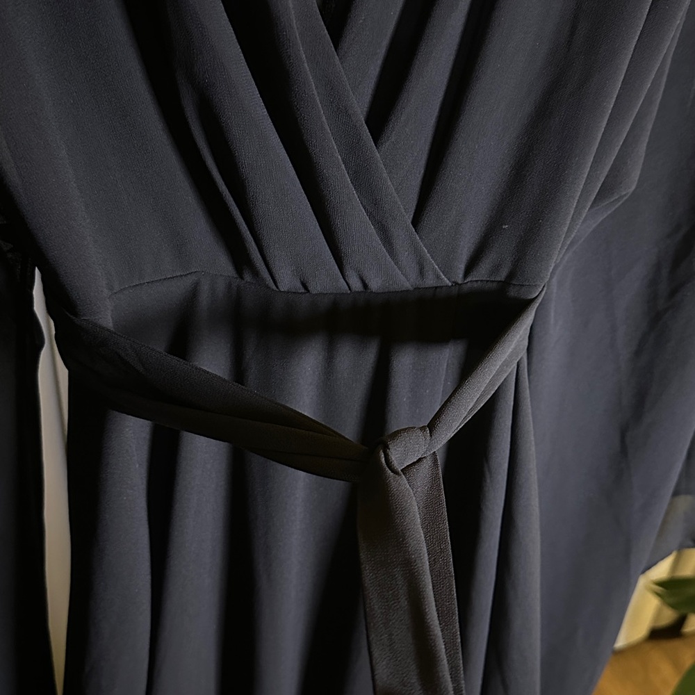 NEW Boohoo Chiffon Black Wrap Cape Sleeve Maxi Dress - Picture 13 of 14